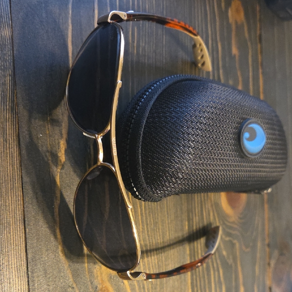 Costa Aviator Sunglasses with Black Lenses and Gold Frame